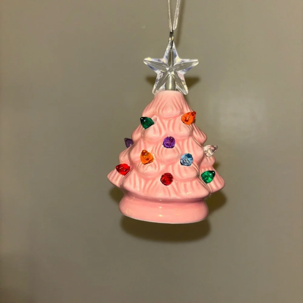 Pink Ceramic Christmas Tree Ornament